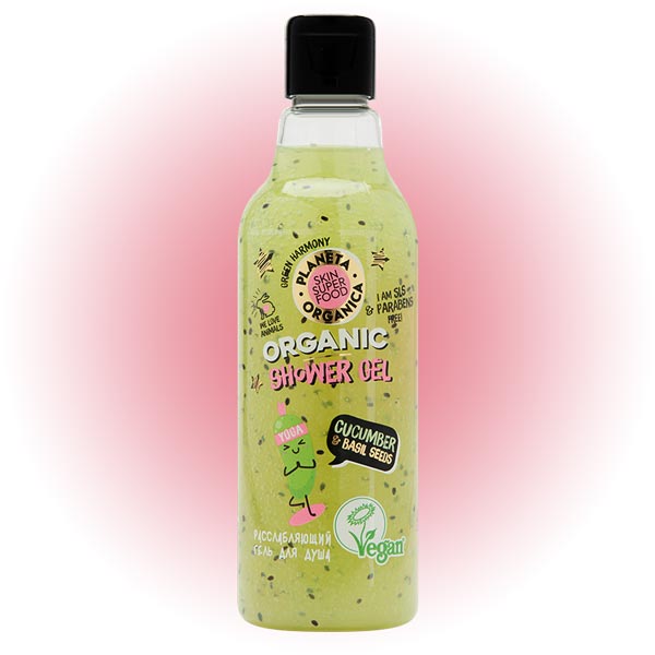 Расслабляющий гель для душа Skin Super Food Seed Cucumber & Bazil Seeds, Planeta Organica